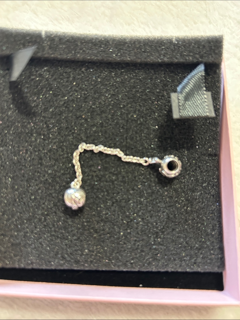 Silver plated Safety Chain Charm for Bracelet - Silver